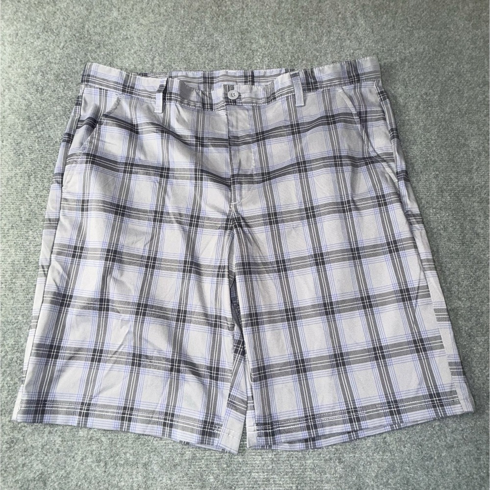 Men's Izod Golf Flat Front Straight Fit Shorts Plaid‎ Size 38